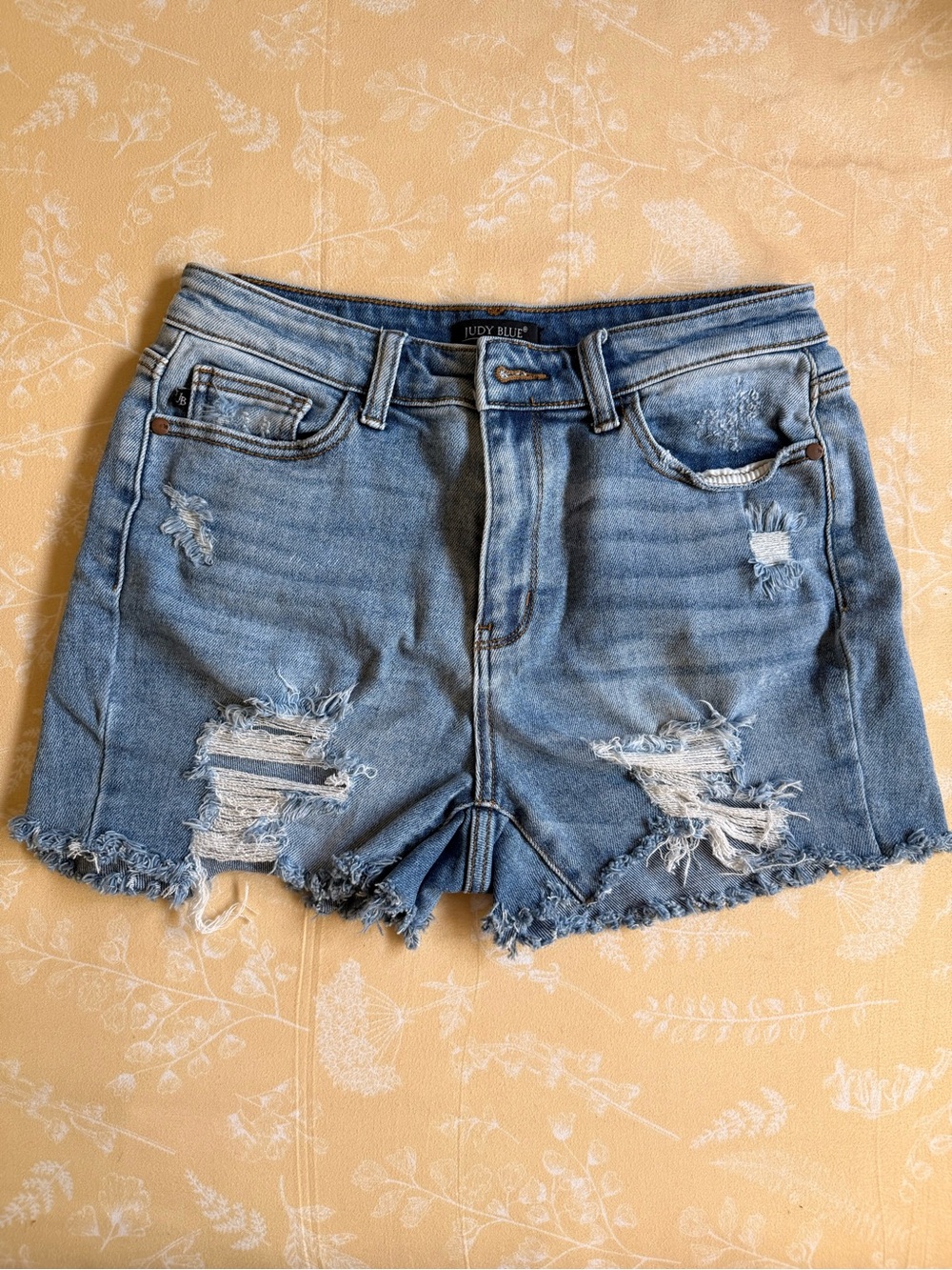 Judy Blue Light Wash Distressed Denim Shorts